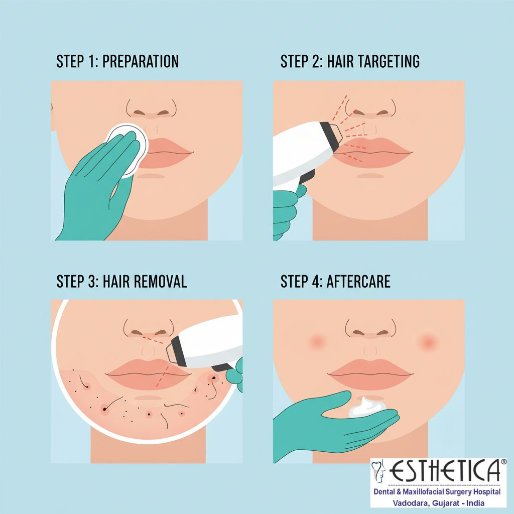 Facial Hair Removal 1 Facial Hair Removal face upper lip chin hair removal1 October 2025 Vadodara India